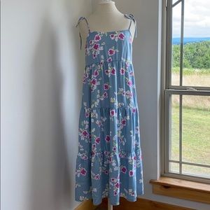 Zara Blue Tiered Floral Sundress (Medium)